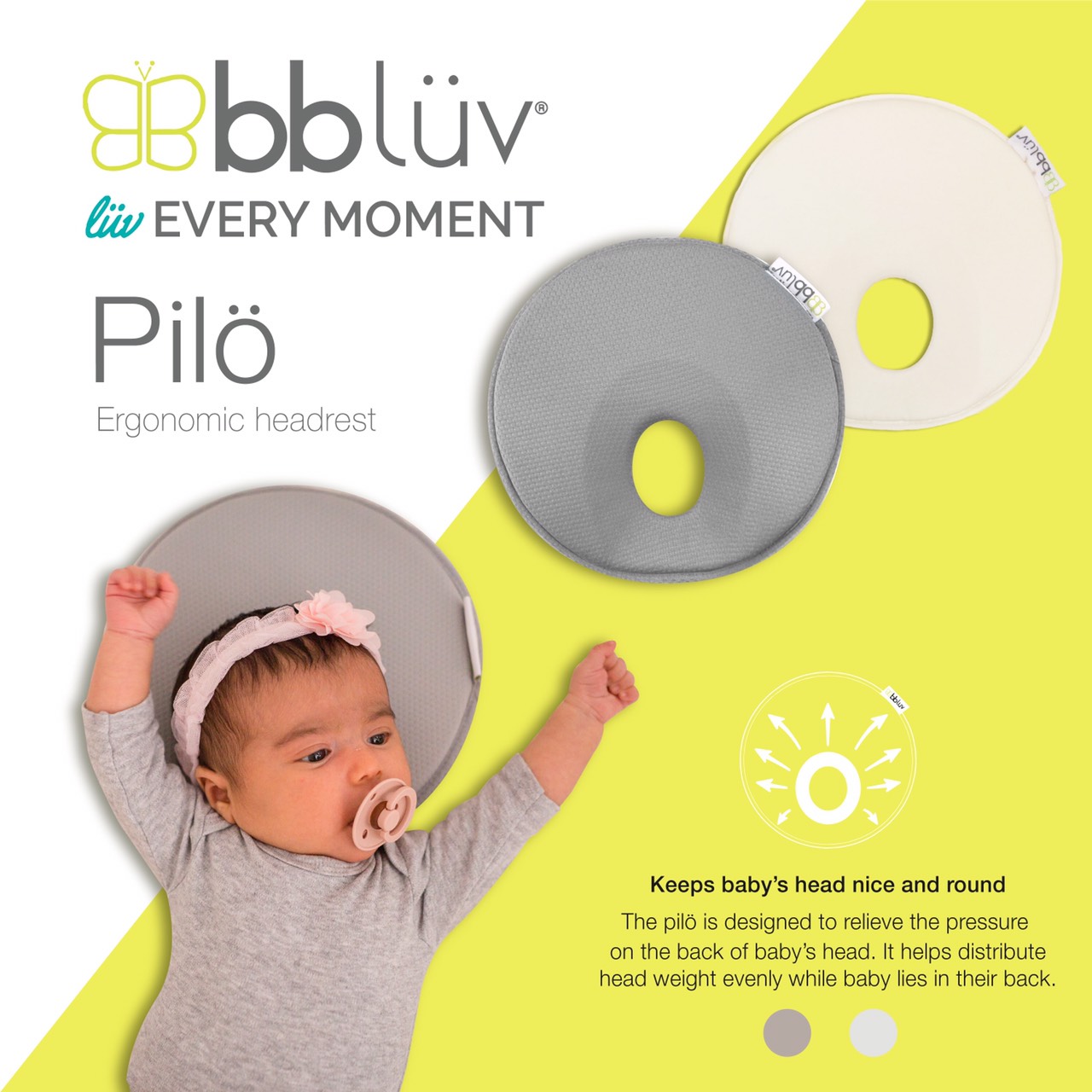 BBLUV (บีบีลูฟ) Pilö Ergonomic Head Rest หมอนหลุมสำหรับเด็กแรกเกิด