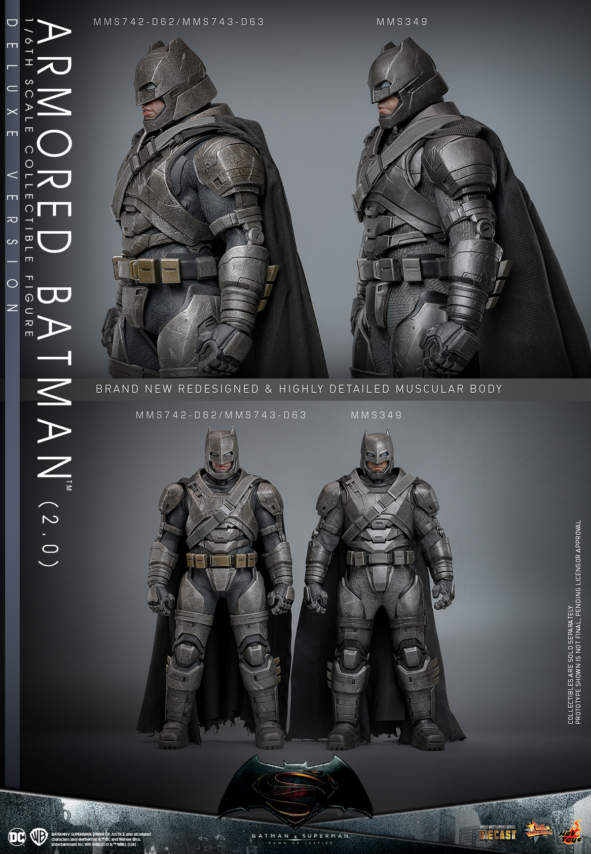 Hot Toys MMS743D63 Batman v Superman: Dawn of Justice - Armored Batman (2.0) [Deluxe Version]