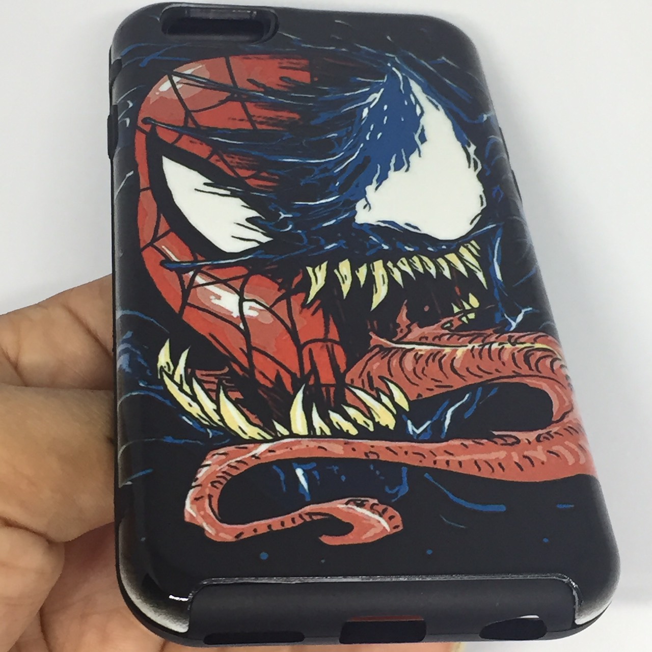 เคสฝาหลัง2ชั้น เคสไอโฟน6,6S(ลายสไปเดอร์แมนอ้าปาก)มาใหม่ เคสฝาหลังลายฮีโร่ เคสฝาหลังซิลฺโคน+tpu