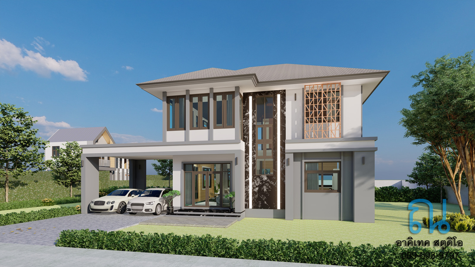 แบบบ้าน 2 ชั้น สไตล์โมเดิร์น ลักชัวรี่ (Modern Luxury) NA-219 ขนาด 204 ตร.ม 3 ห้องนอน 3 ห้องน้ำ