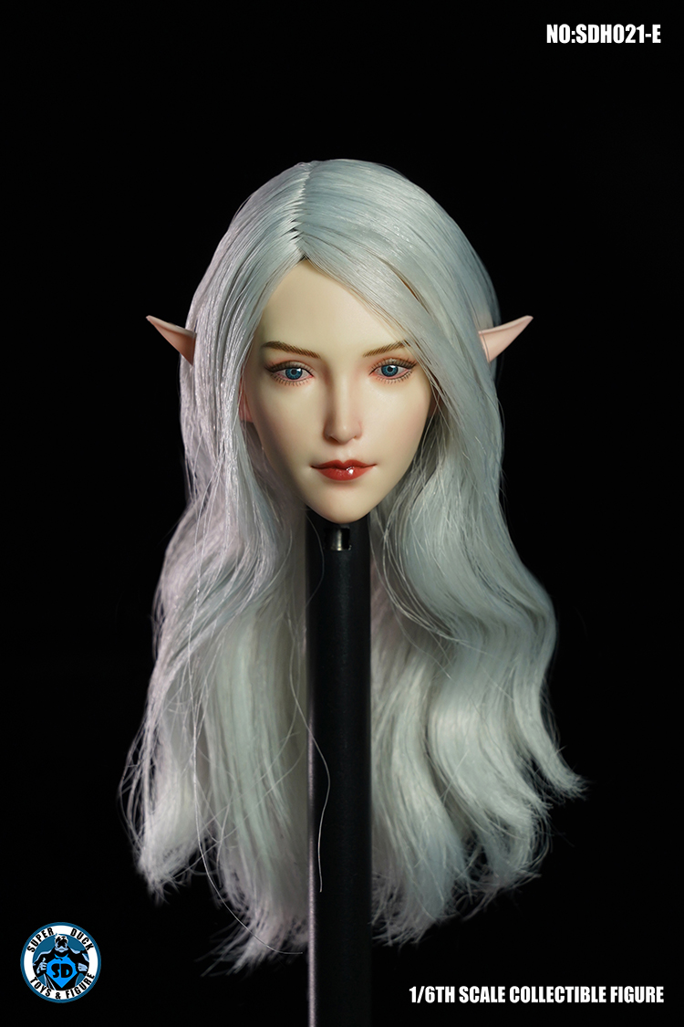 SUPER DUCK SDH021E 1/6 Long Gold Hair & Long White Hair Female Headscuplt