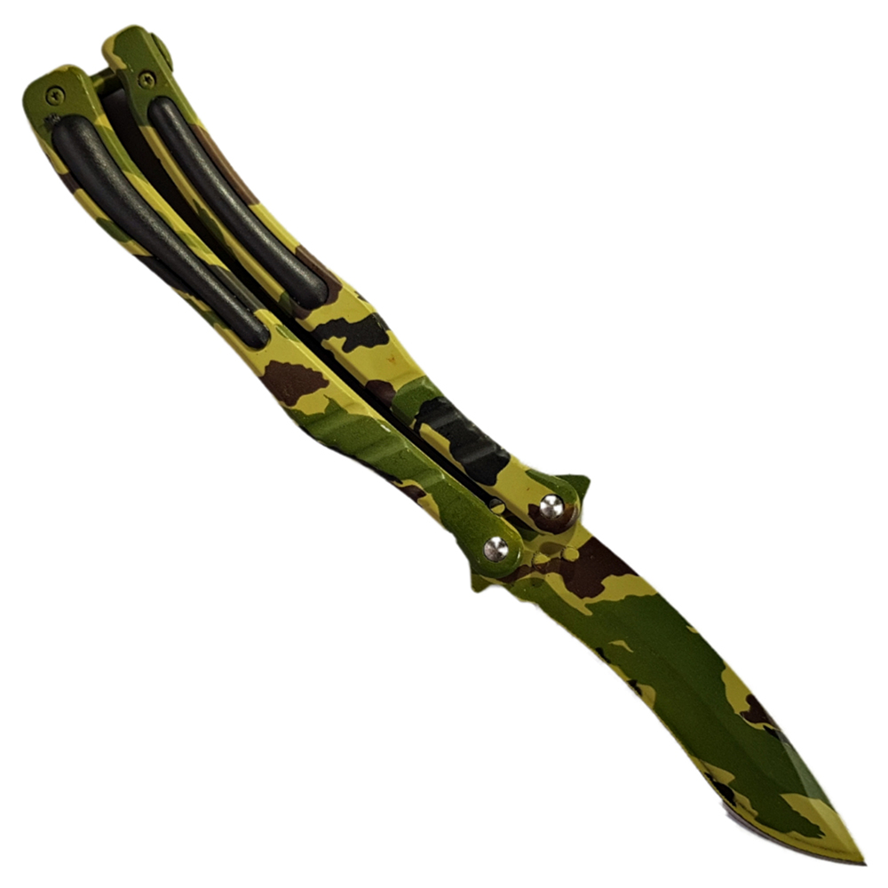 Balisong มีดบาลีซอง มีดควง มีดพับ มีดบัตเตอร์ฟลาย CS GO Counter-Strike (ลายพรางทหาร) พร้อมซองไนล่อนสำหรับเก็บมีด