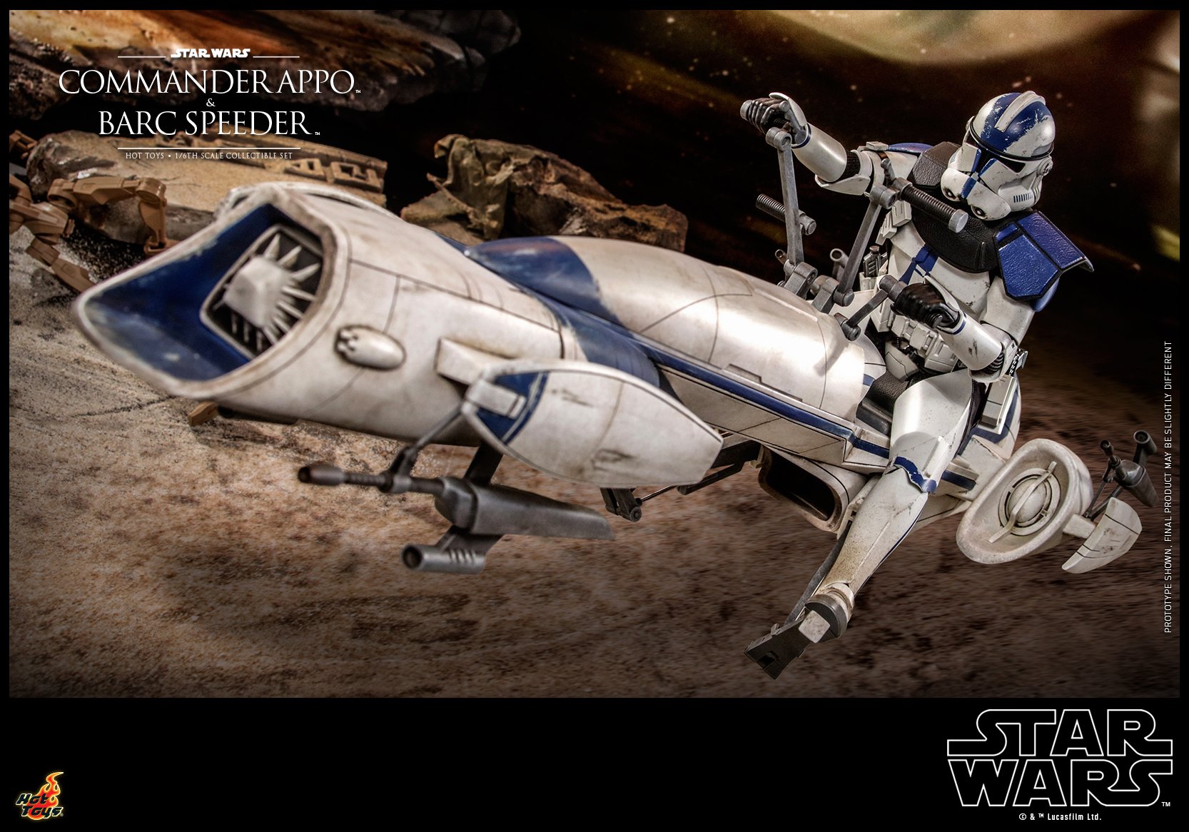 Hot Toys TMS076 1/6 Star Wars: The Clone Wars™ - Commander Appo™ and BARC Speeder™