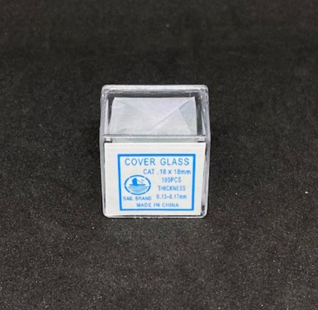 กระจกปิดสไลด์ 18x18 mm(100pcs/pkg)