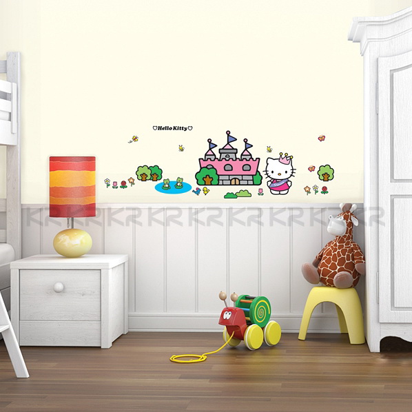 KS-58355 สติ๊กเกอร์เจ้าหญิงเฮลโล่คิตตี้ในปราสาท Hello Kitty in Castle ขนาดแผ่น 50x70 cm