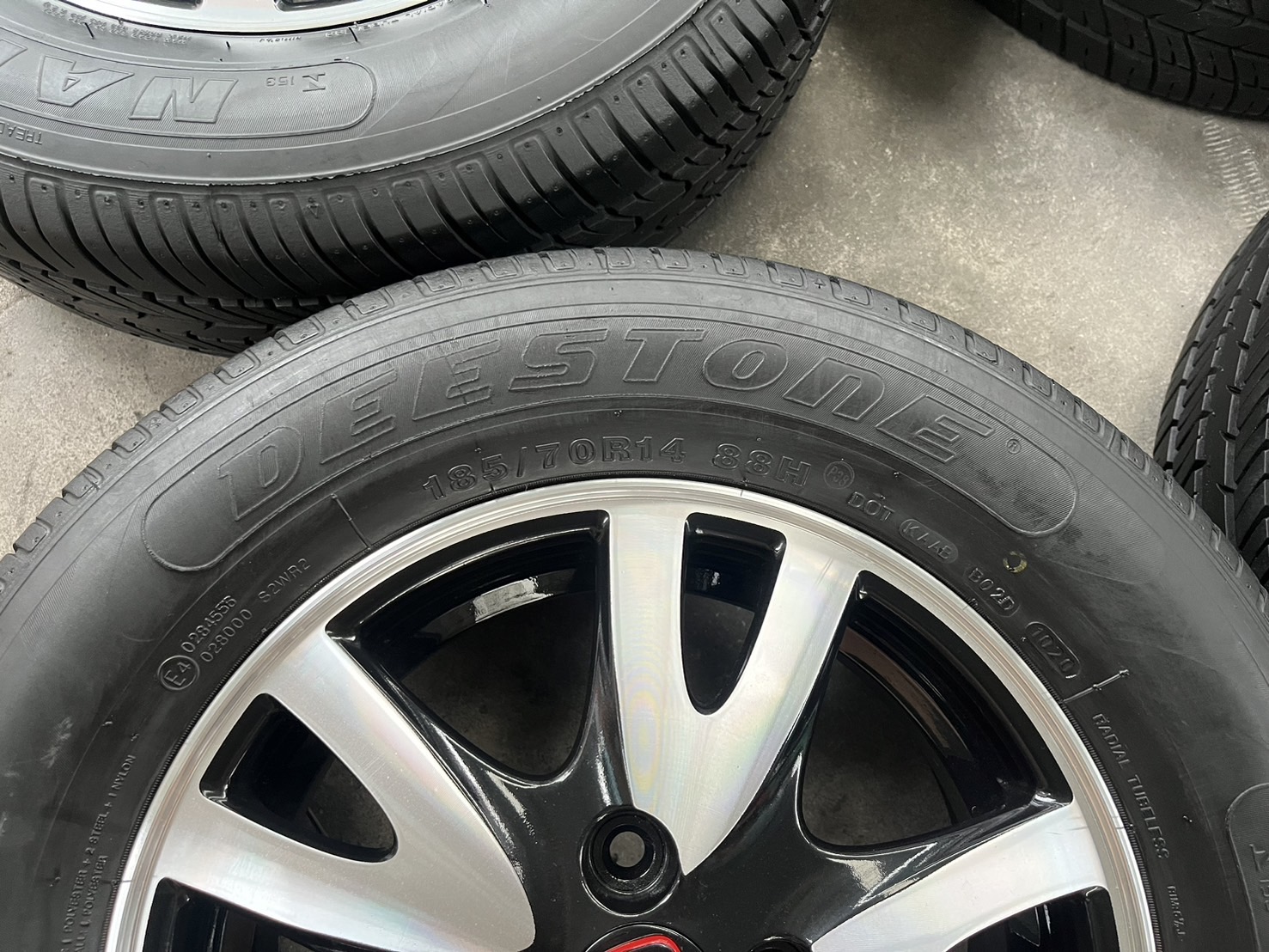 ✨ล้อแม็กพร้อมยาง✨Honda Brio ขอบ 14 ดำหน้าเงา💖สวยกริ๊บ💖