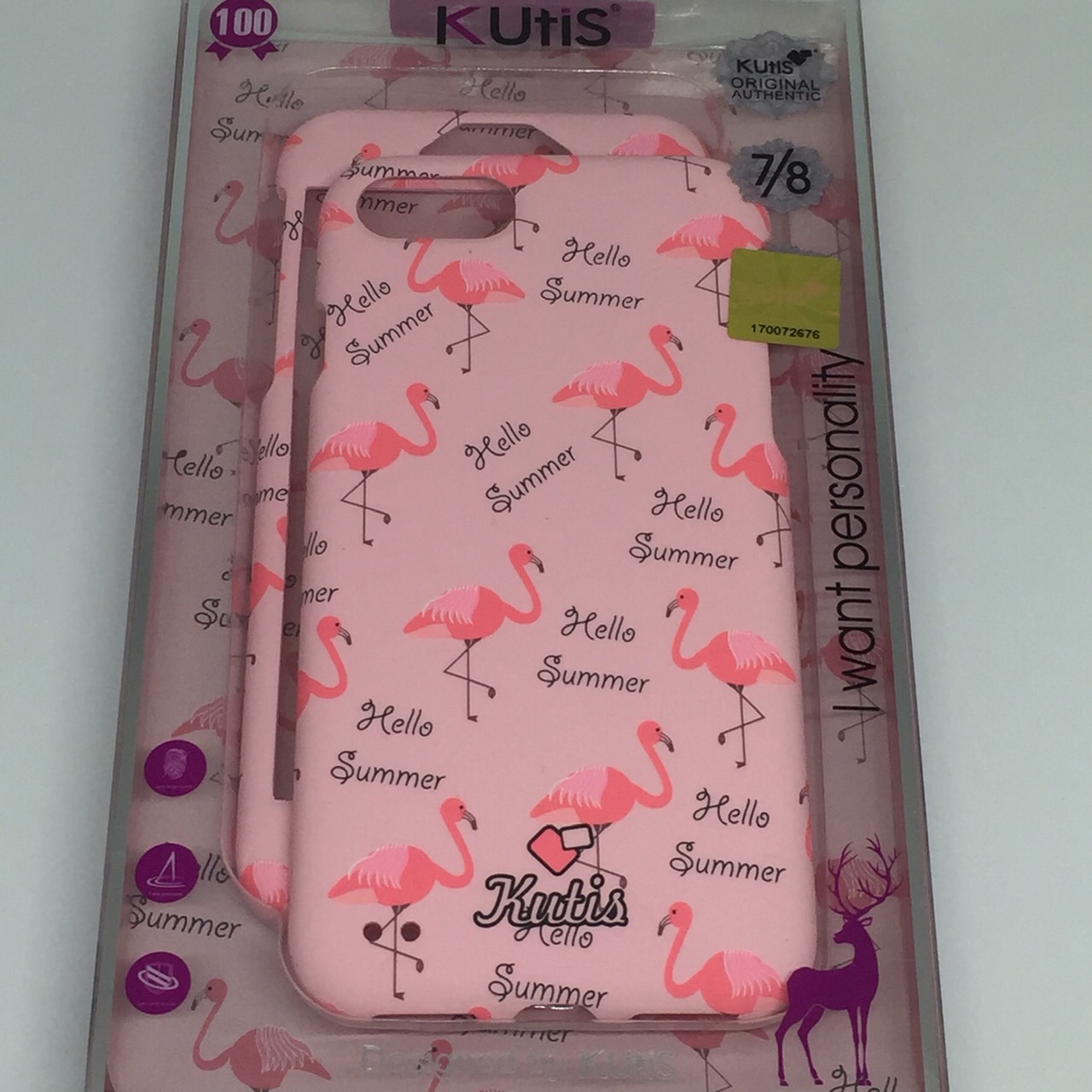 เคสคูทิส (Kutis) ไอโฟน7,8 (ลายฟลามิงโก้สีชมพู)มาใหม่ เคสประกบหน้า-หลัง เคสเรืองแสง