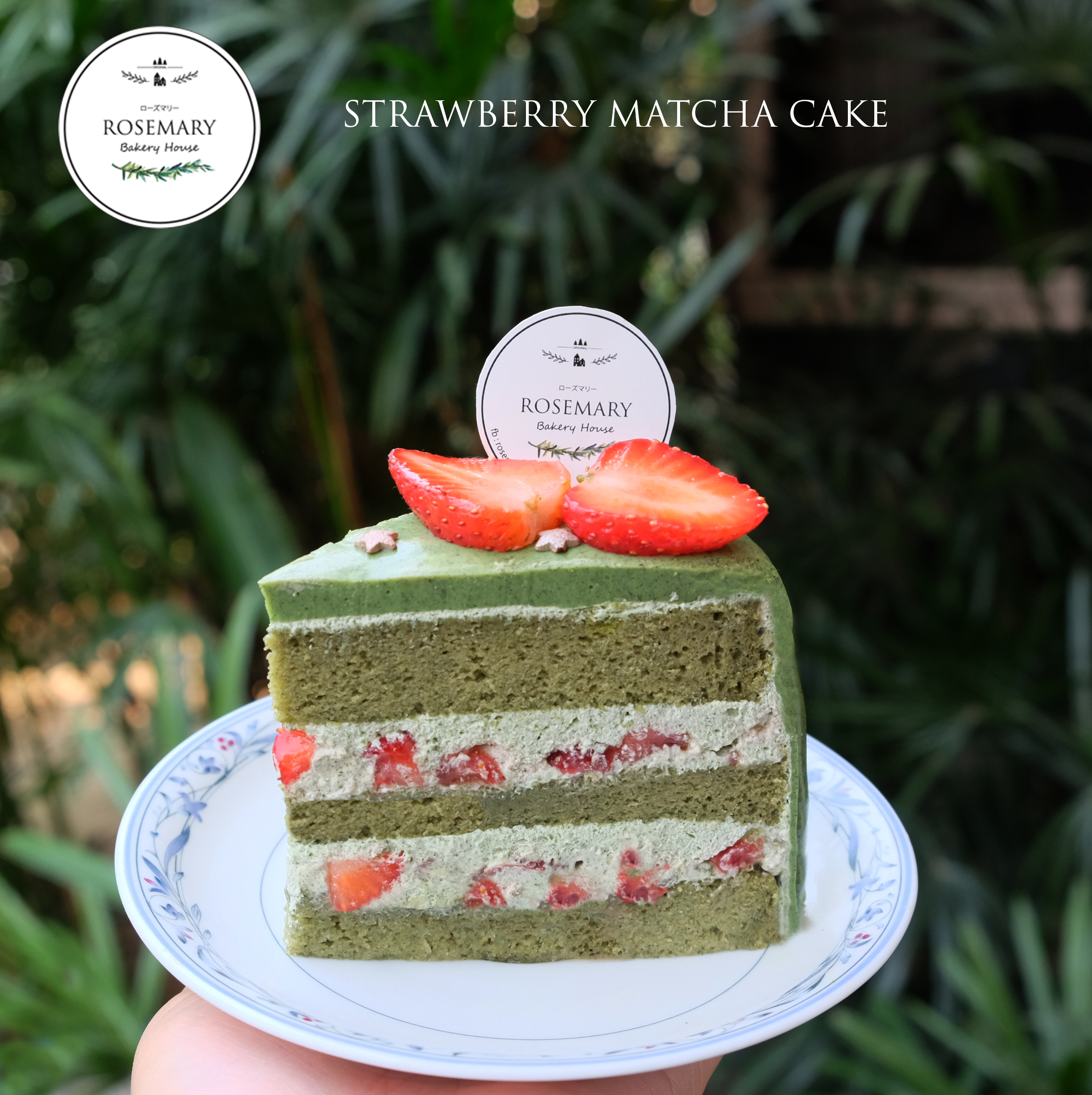 🍓 เค้กสตรอว์เบอร์รี่ชาเขียว (3 ชั้น) ราคาต่อชิ้น 🍓 Strawberry Matcha Cake