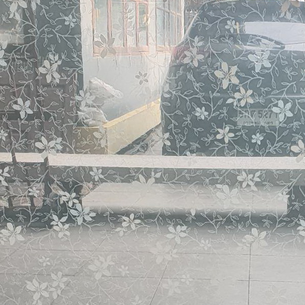 LSP-06 Window sheet สติ๊กเกอร์ใสติดกระจก ลายดอกไม้เลื้อย หน้ากว้าง 92 cm