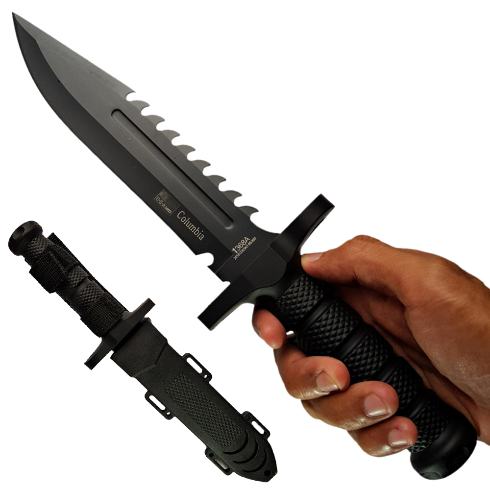 มีดพก มีดใบตาย Columbia 1368A ขนาดยาว 12.6 นิ้ว (32 ซม.) พร้อมปลอกมีดพลาสติก ABS สำหรับเก็บมีด
