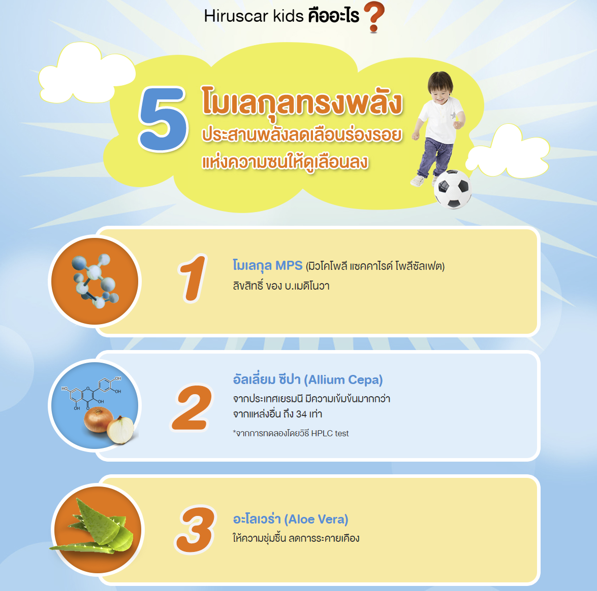 Hiruscar Kids (ฮีรูสการ์ คิดส์) เจลลดเลือนรอยแผลเป็นสำหรับเด็ก ขนาด 10 g.