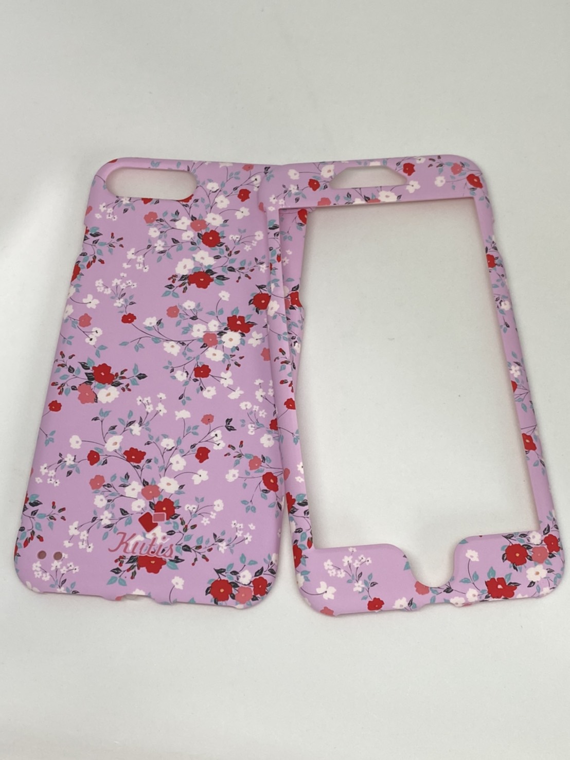 เคสคูทิส(Kutis)เคสไอโฟน7พลัส,8พลัส(ลายดอกไม้สีม่วงอ่อน)มาใหม่ เคสประกบหน้า-หลัง เคสเรืองแสง เคสลายวินเทจ ร้านSuperhero Klongthom