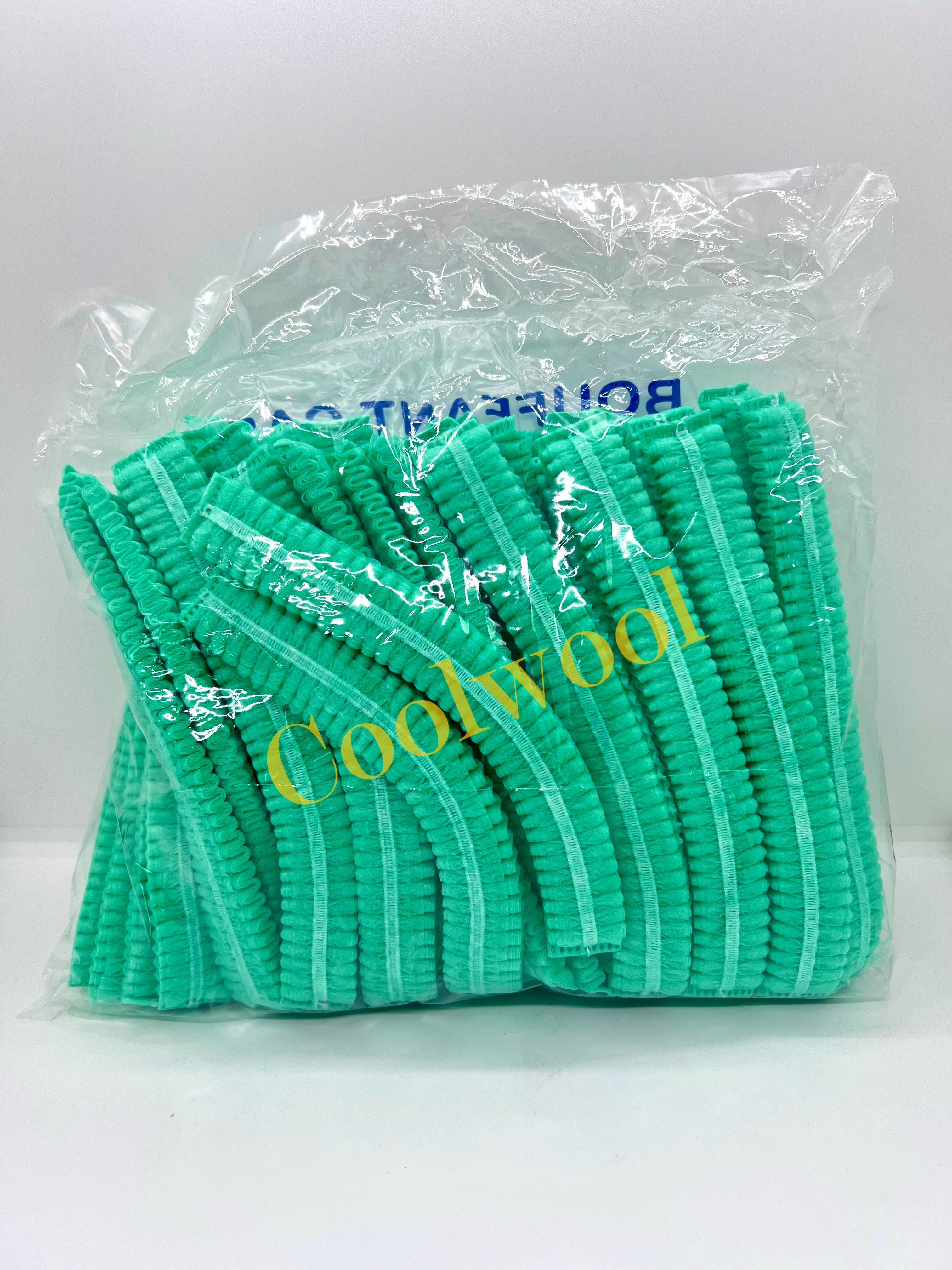 หมวกคลุมผมตัวหนอนสีเขียว (50ชิ้น/แพ็ค) Biosafe