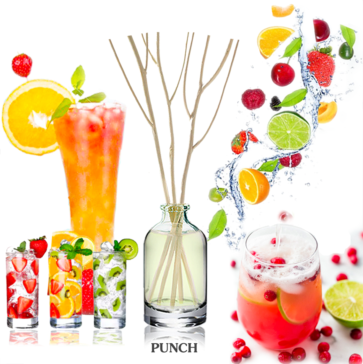 ก้านไม้หอมปรับอากาศขนาดมินิ 15ml PUNCH น้ำผลไม้พั๊นซ์