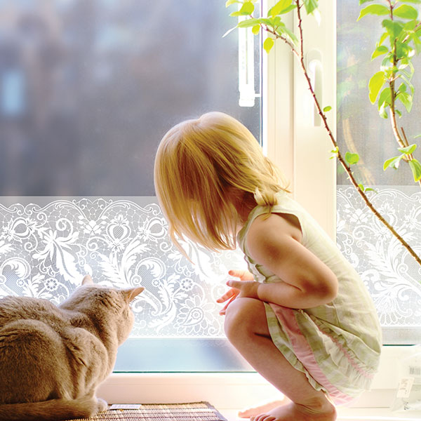 HLP-30304 Window Sheet สติ๊กเกอร์แต่งขอบกระจกลายลูกไม้ขนนก หน้ากว้าง 30 cm