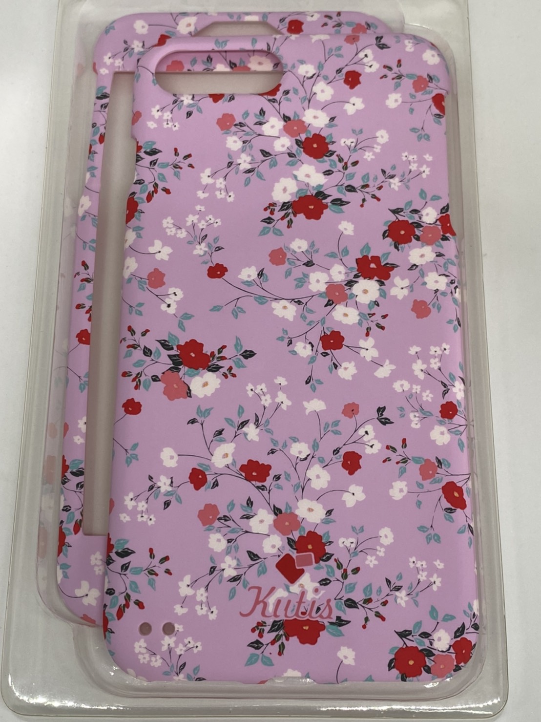 เคสคูทิส(Kutis)เคสไอโฟน7พลัส,8พลัส(ลายดอกไม้สีม่วงอ่อน)มาใหม่ เคสประกบหน้า-หลัง เคสเรืองแสง เคสลายวินเทจ ร้านSuperhero Klongthom