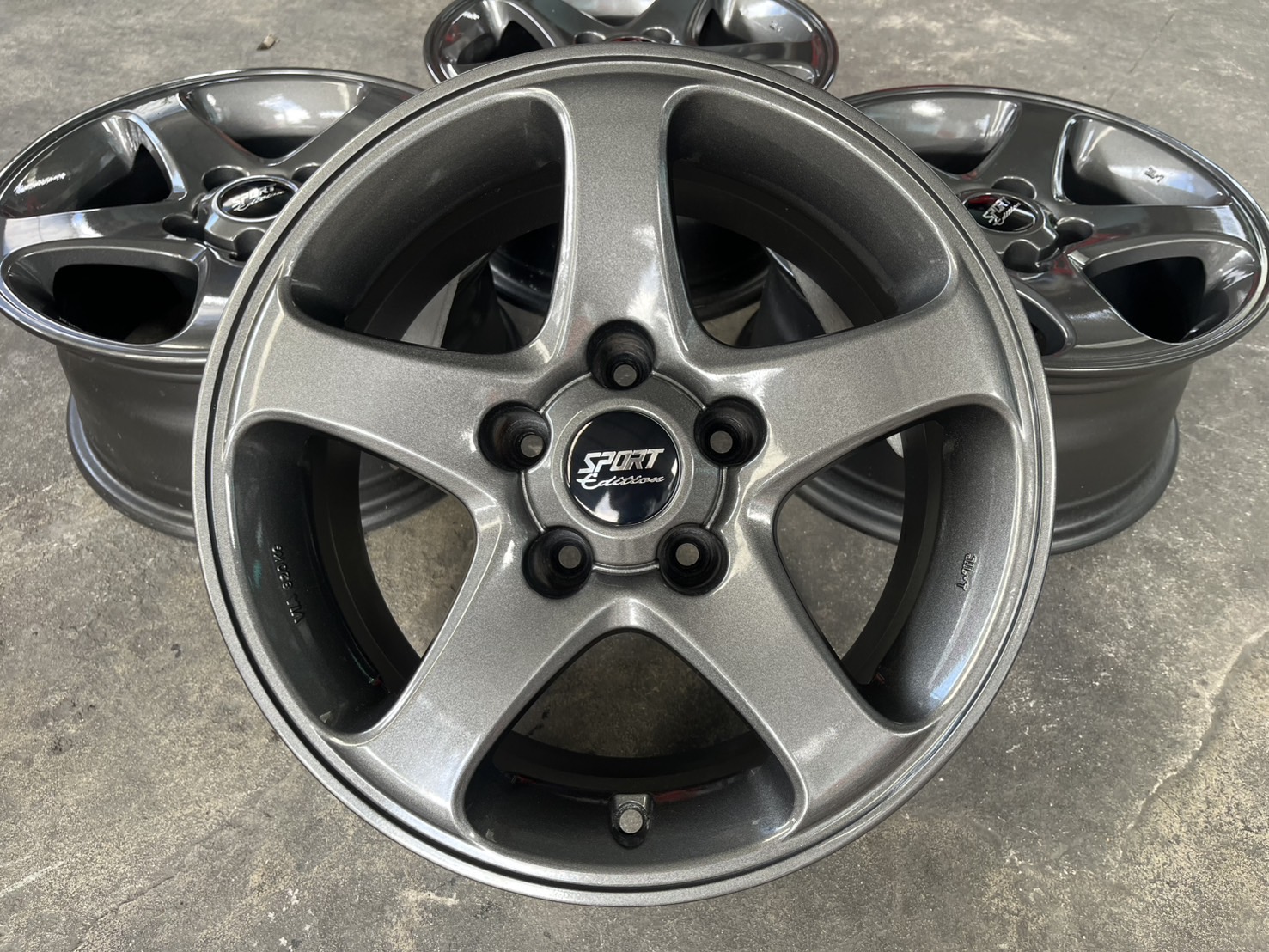 ✨ล้อแม็ก 5รู114✨Yachiyoda ขอบ 15 สีเทากัน💖สวยกริ๊บ💖