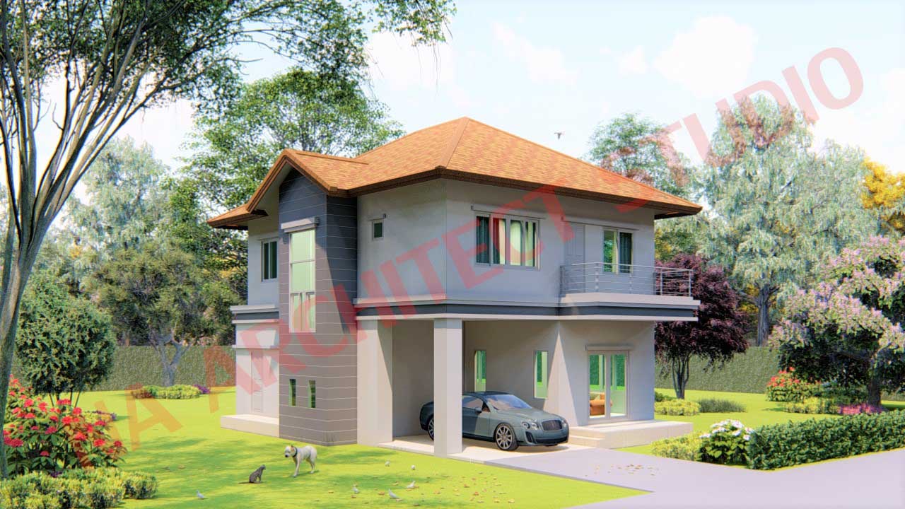 แบบบ้าน 2 ชั้น สไตล์คอนเทมโพรารี่ NA-205 ขนาด 209.80 ตร.ม. 3 ห้องนอน 3 ห้องน้ำ
