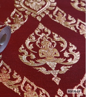 ลายไทย เทพพนม ปั๊มลายสีทอง