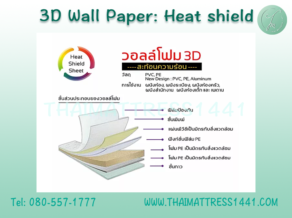 วอลเปเปอร์ ชนิดกันความร้อน: Heat Shield Sheet Foam 3D
