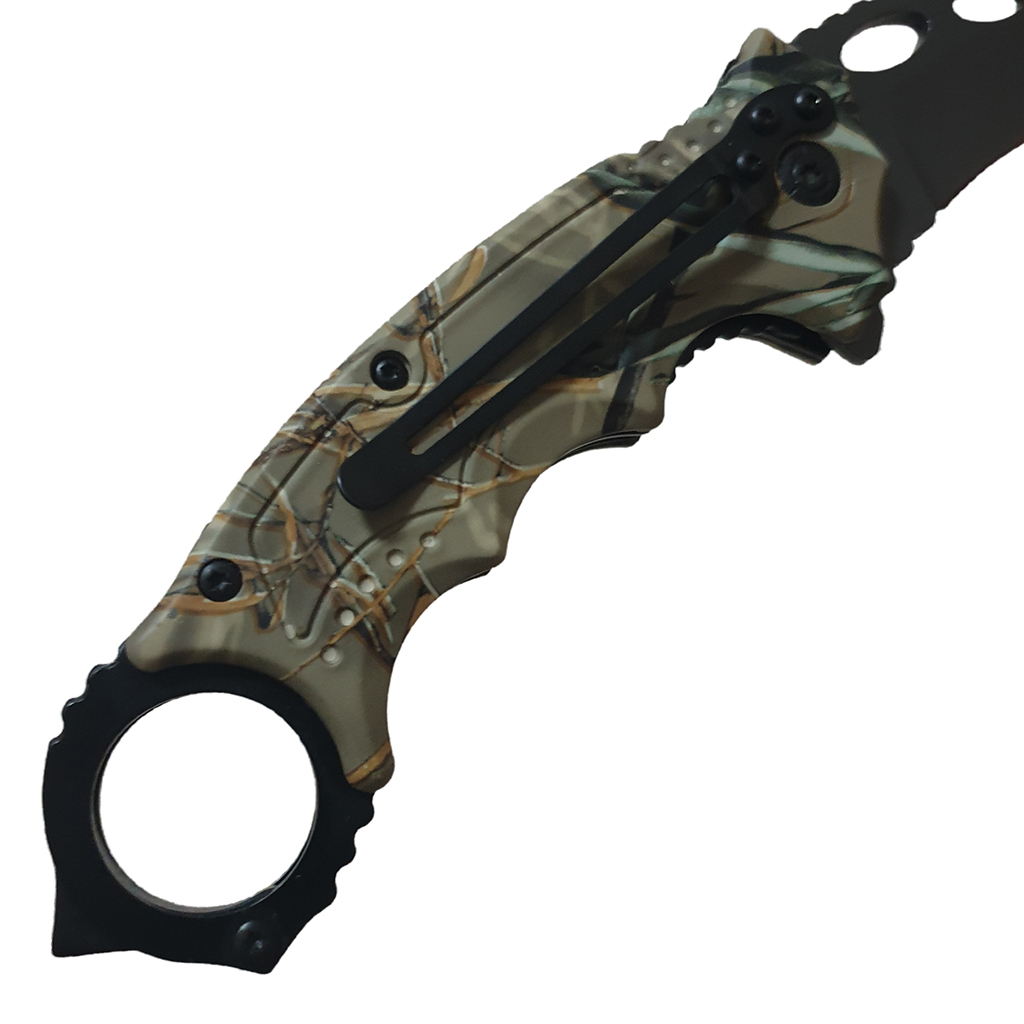 มีดพับ มีดคารัมบิต Fox Outdoor Karambit Knives FA42 ขนาด 7.7 นิ้ว (19.5 ซม.) ด้ามพิมพ์ลาย