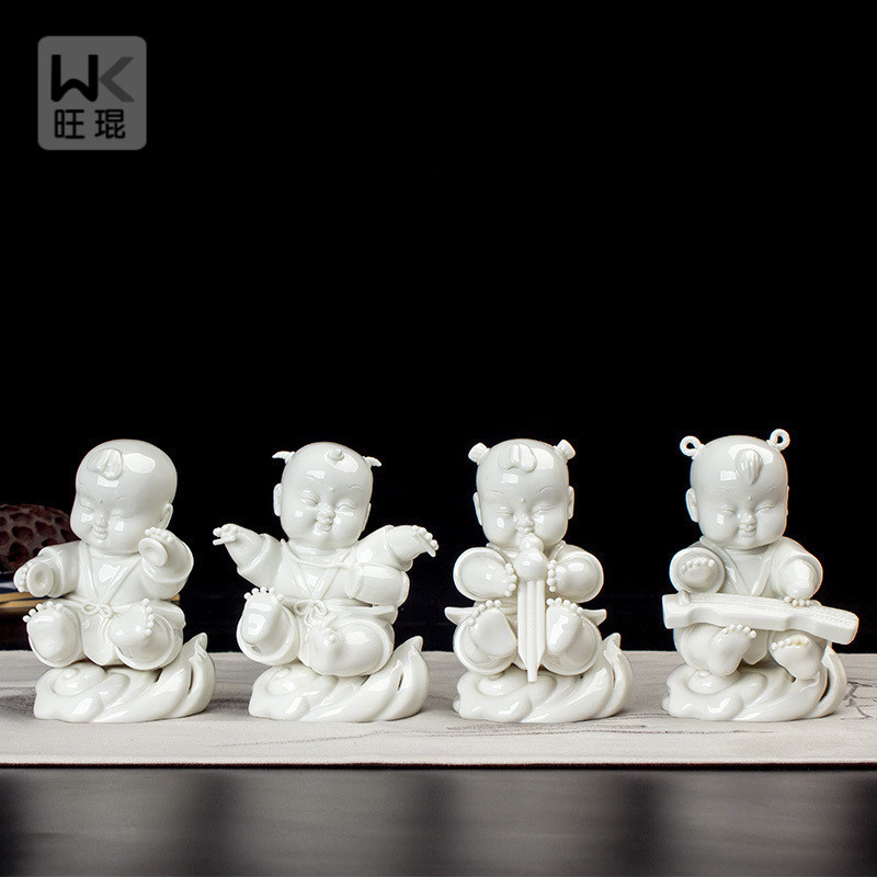 ตุ๊กตาเซรามิคกุมารน้อยมงคลชุด 4 ชิ้น ของขวัญสำหรับงานมงคลต่างๆ /สูง 13.9 cm.