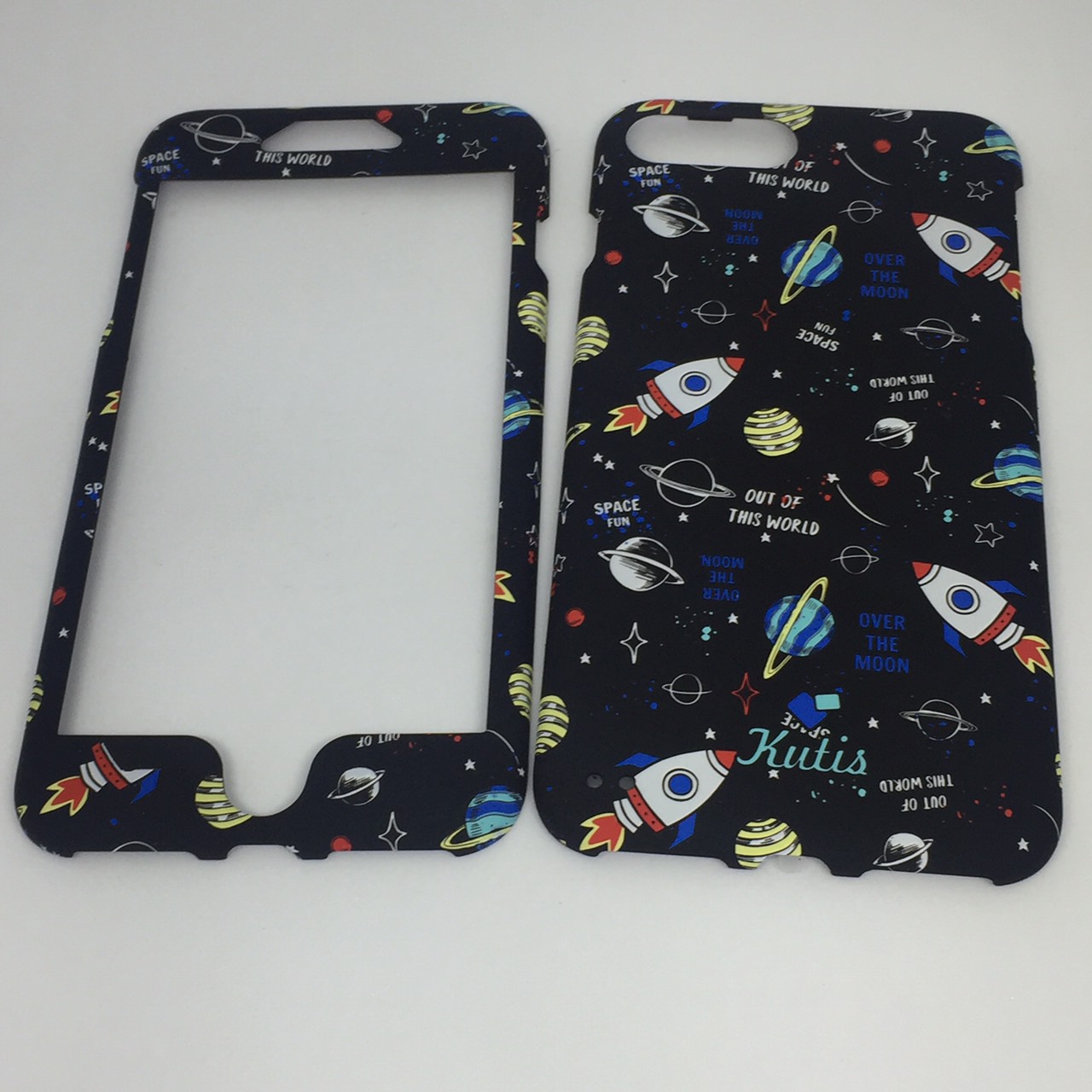 เคสคูทิส(Kutis)เคสไอโฟน7พลัส,8พลัส(ลายอวกาศมีจรวดnew)มาใหม่ เคสประกบหน้า-หลัง เคสเรืองแสง เคสลายวินเทจ ร้านSuperhero Klongthom