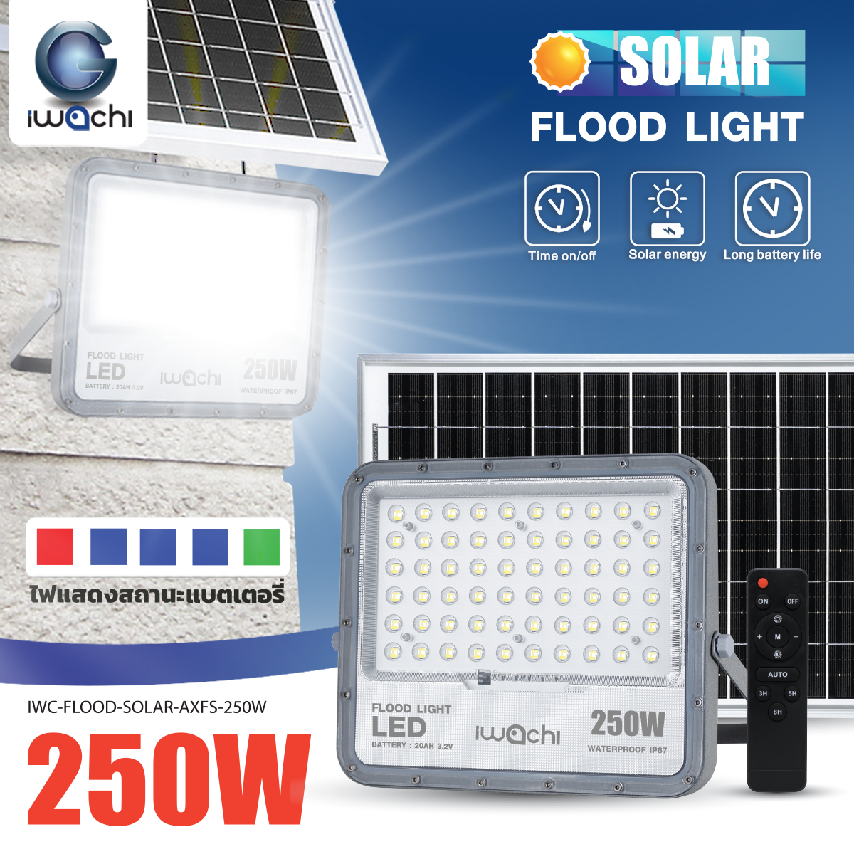 FLOOD LIGHT SOLAR CELL LED รุ่น AXFS 250w แสงขาว