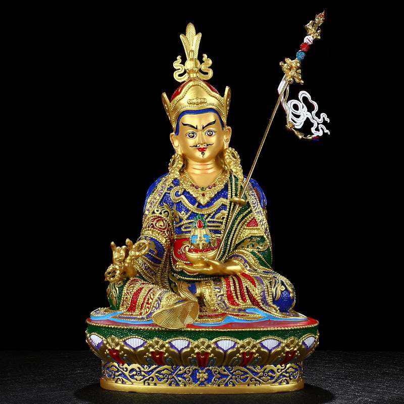 เทพเจ้าแห่งสติปัญญา,ความรอบรู้(Guru Padmasambhava) รูปปั้นเทพเจ้าทิเบตทองแดงบริสุทธิ์ลงสี