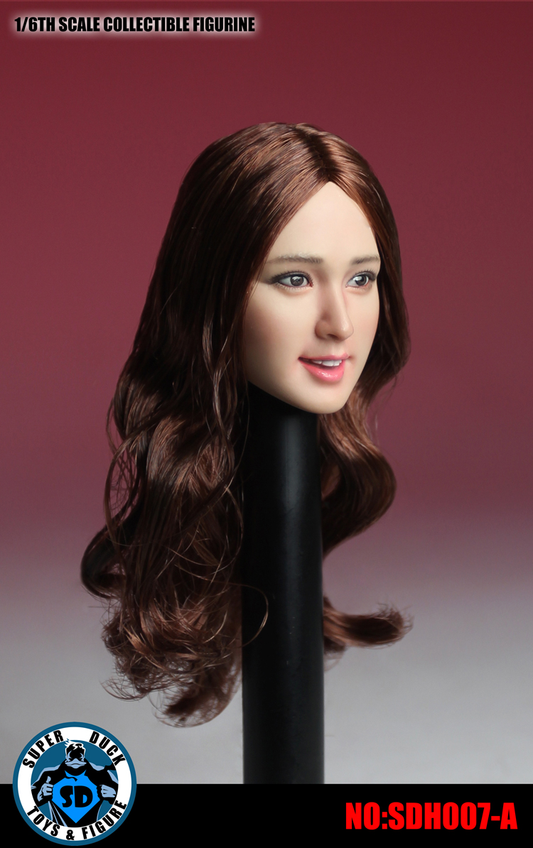 SUPER DUCK SDH007-A Asian pure beauty headsculpt (Curly Brown Hair)
