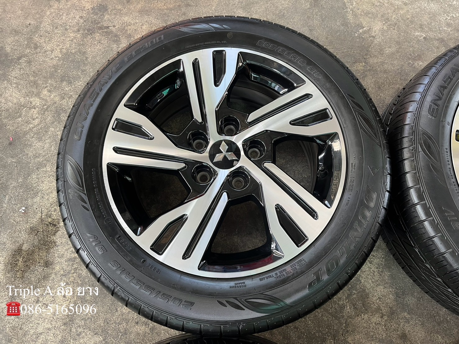 ✨ล้อแม็ก 5รู114✨Mitsu Xpander ขอบ 16 ดำหน้าเงา แถมยาง 205-55-16 Dunlop ปลายปี 20