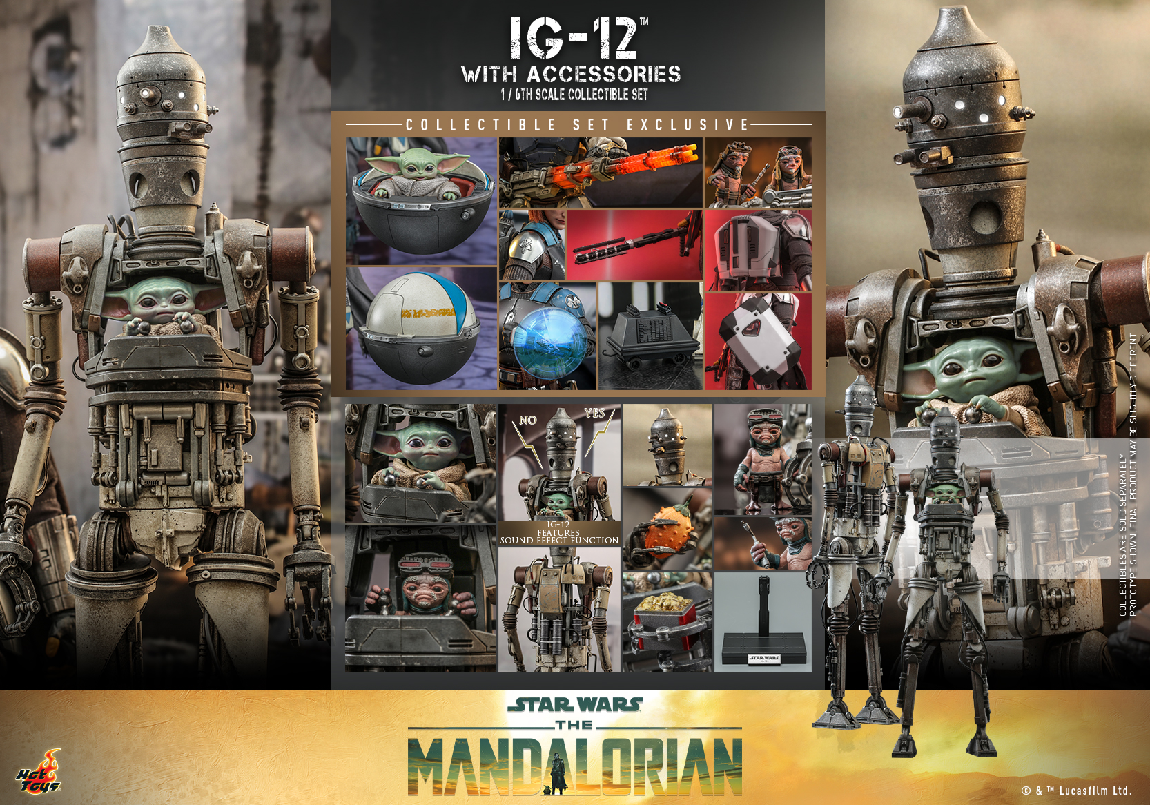 Hot Toys TMS105 1/6 Star Wars: The Mandalorian™ - IG-12™ With Accessories Set