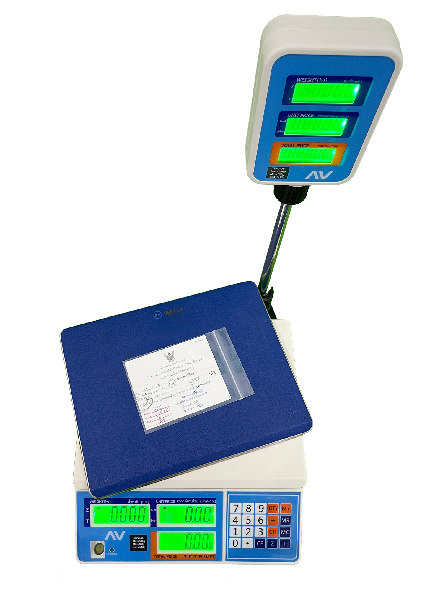 เครื่องชั่งดิจิตอลคำนวณราคา ตรา AV (AVENUE) รุ่น HPPC พิกัด 30 กก.