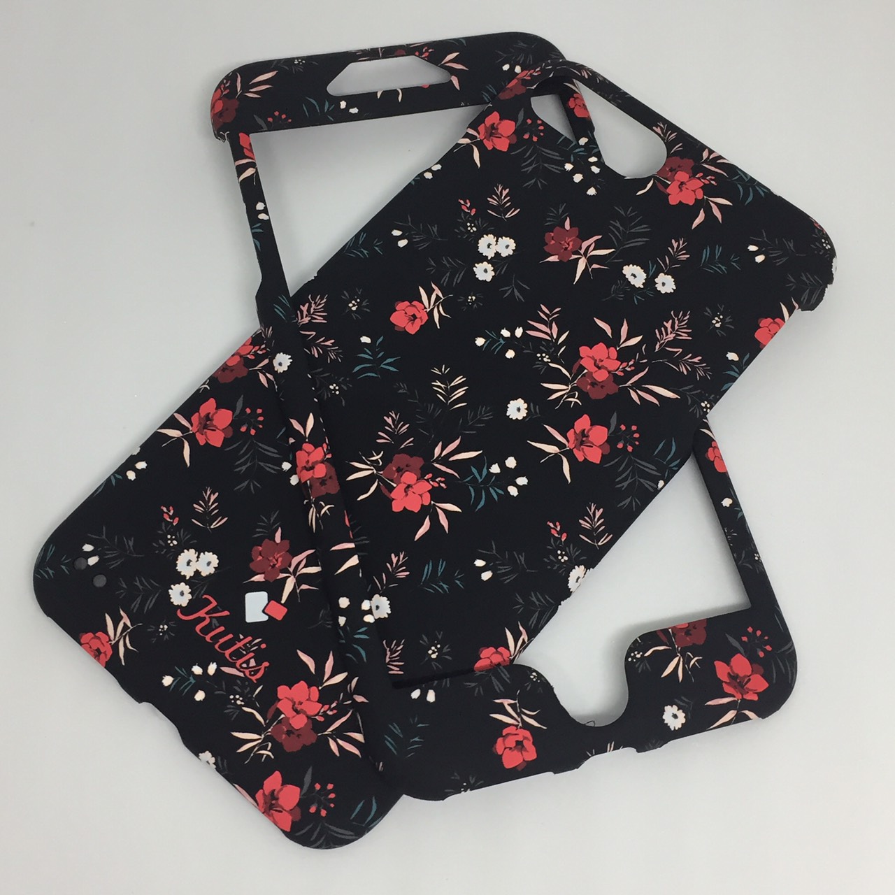 เคสคูทิส(Kutis)ไอโฟน7พลัส,8พลัส(ลายดอกไม้ดอกสีแดง)มาใหม่ เคสประกบหน้า-หลัง เคสเรืองแสง เคสลายวินเทจ