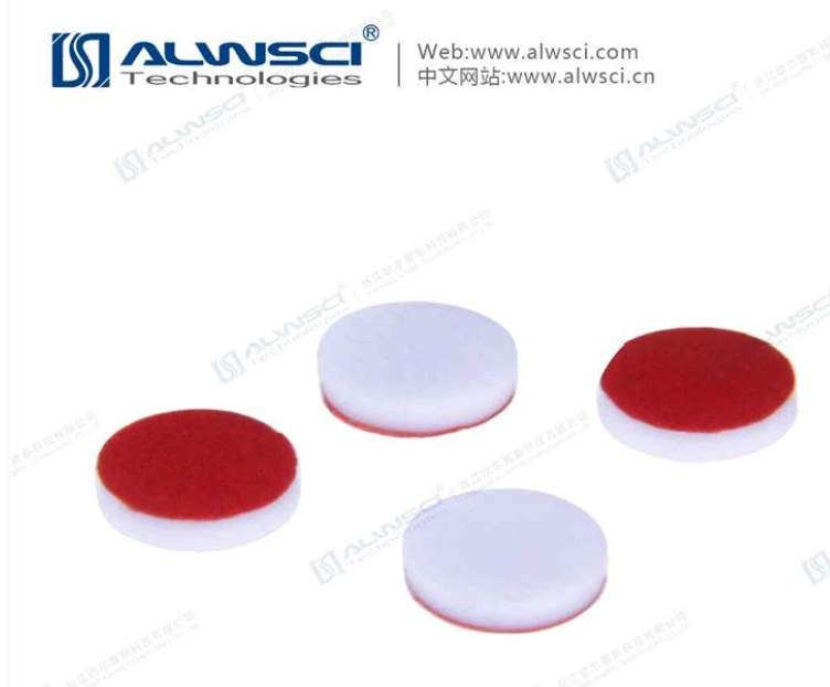 Septum 8-425, 8mm Red PTFE/White Silicone 1mm Thick (100ชิ้น/แพ็ค)