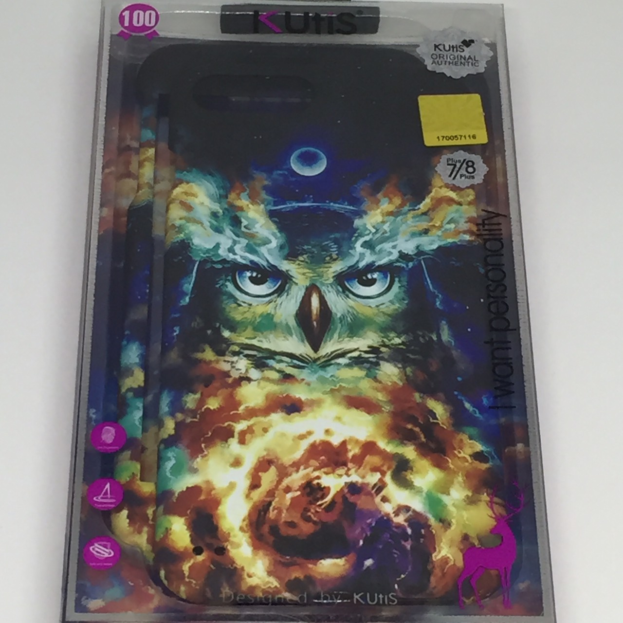 เคสคูทิส(Kutis)ไอโฟน7พลัส,8พลัส(ลายนกในเปลวไฟ)เคสประกบหน้า-หลัง เคสเรืองแสง