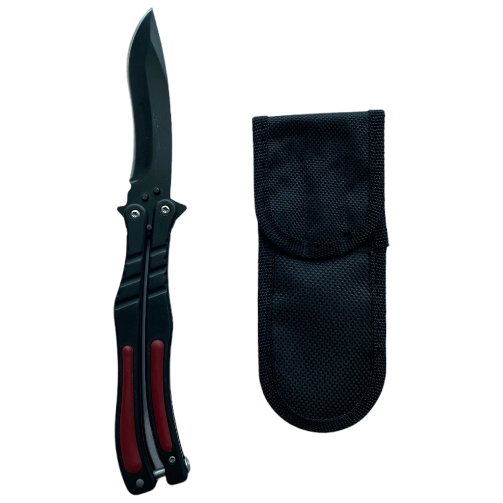 Balisong มีดบาลีซอง มีดควง มีดพับ มีดบัตเตอร์ฟลาย CS:GO - Counter-Strike Butterfly Knife (สีดำ) พร้อมซองไนล่อน