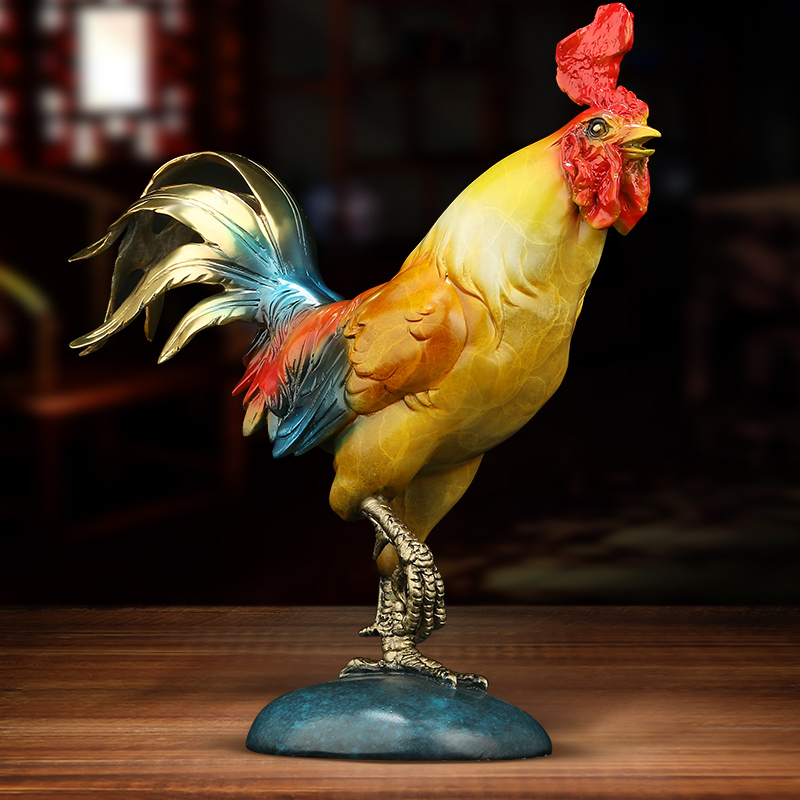 ไก่ฟ้ามงคล,ไก่โชคดีทองเหลืองลงสี เครื่องประดับปรับฮวงจุ้ยเสริมดวงการเงิน การค้า