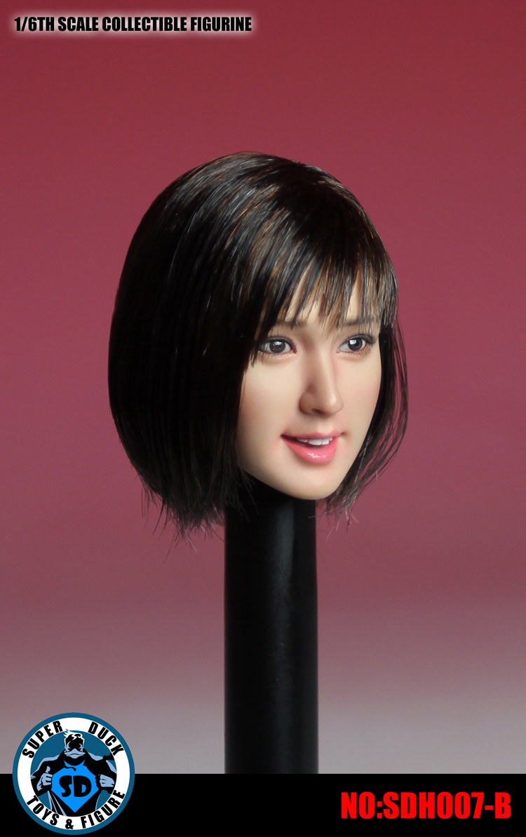 SUPER DUCK SDH007-A Asian pure beauty headsculpt (Curly Brown Hair)