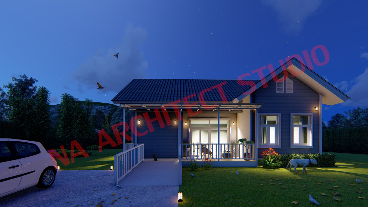 แบบบ้านชั้นเดียว สไตล์วินเทจ NA-116 ขนาด 118 ตร.ม. 2 ห้องนอน 1 ห้องน้ำ