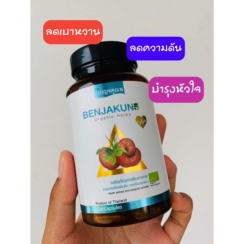 เบญจคุณ 5 benjakun 5 oranic herb สารสกัดจากเห็ดหลินจือ และ ผงเจียวกู่หลาน