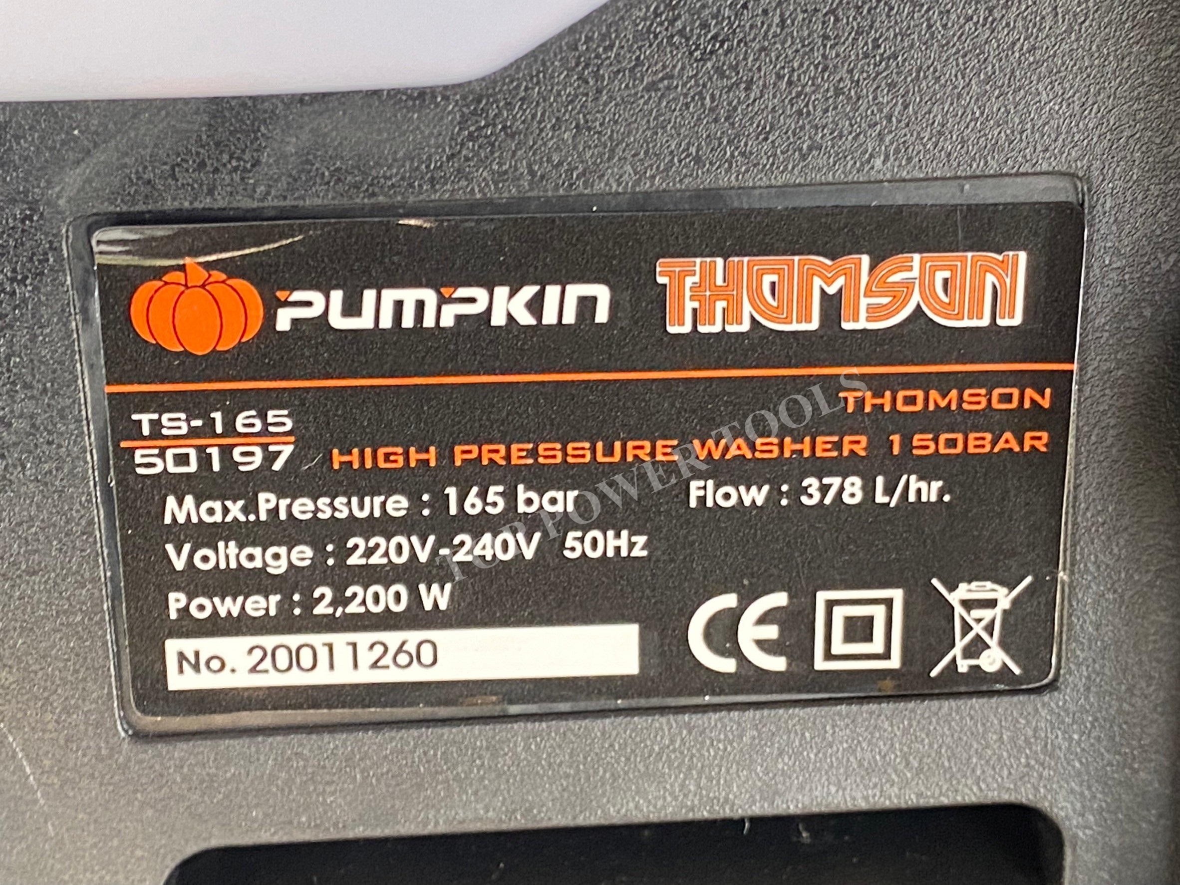 เครื่องฉีดน้ำแรงดันสูง THOMSON 165BAR PUMPKIN