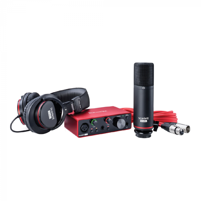 Set Focusrite Scarlett Solo Studio (3RD GEN) ชุดบันทึกเสียงแบบเริ่มต้น Solo ไมโครโฟน หูฟัง ตัวปรับแต่งเสียง และ สายเสียง ครบชุดพร้อมใช้งาน