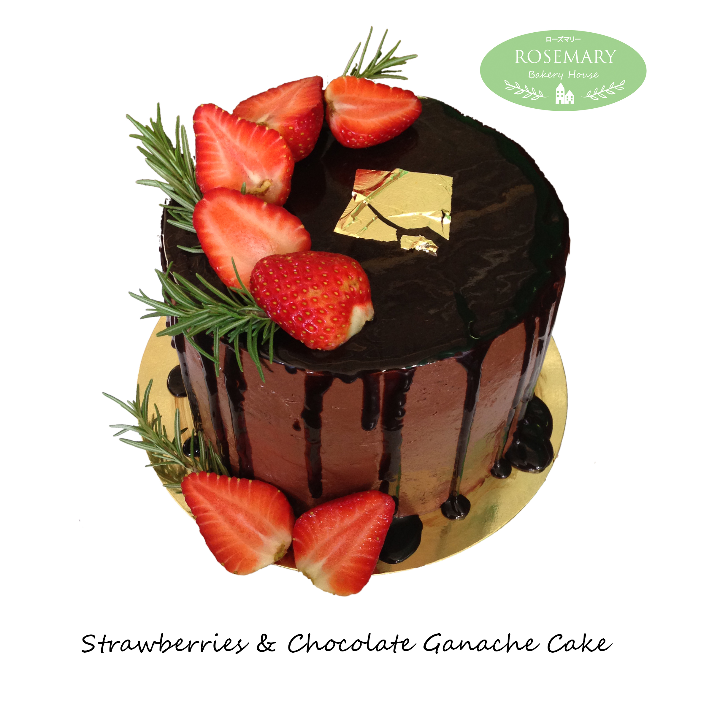 🌿 ช็อกโกแลตกานาทเค้กกับสตรอเบอร์รี่ 🌿 Signature (ขนาด 1 ปอนด์) 4 ชั้น / Strawberry Chocolate Ganache Cake (1 Pound / 6'' x 6") 4 Layers