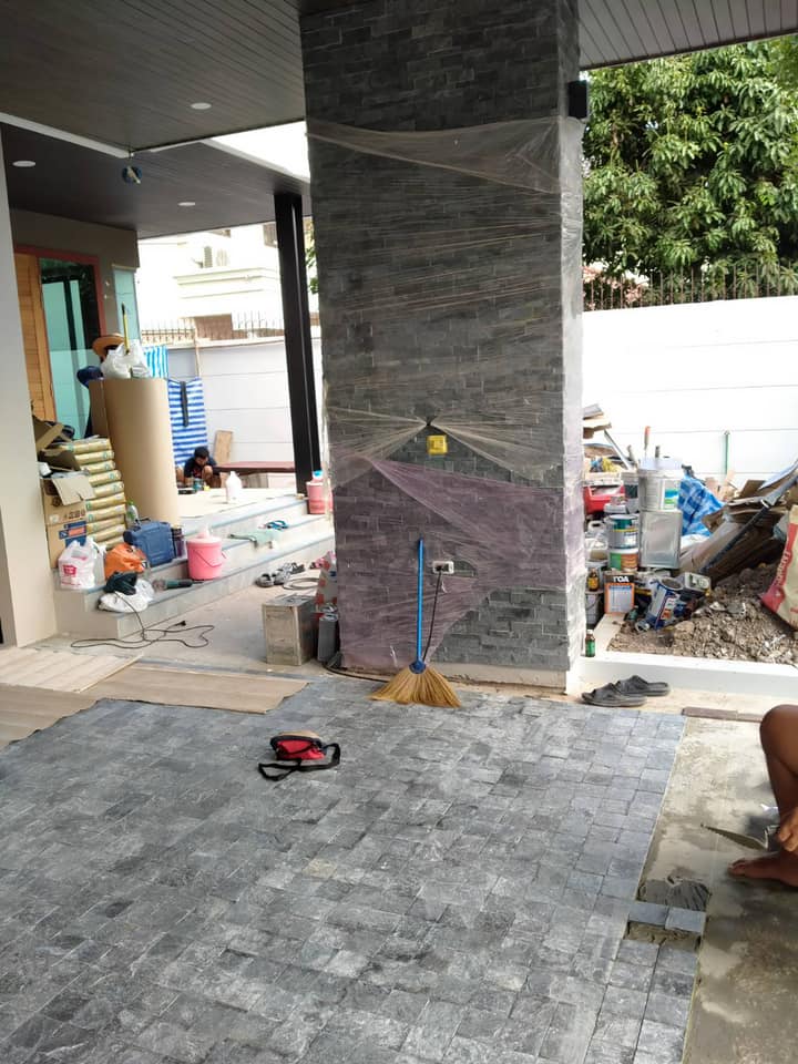 หิน silver grey ลานจอดรถ Low Price High Taste