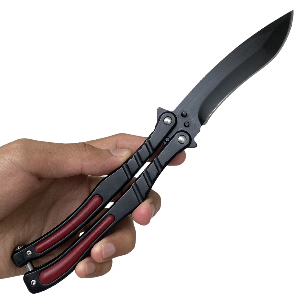 Balisong มีดบาลีซอง มีดควง มีดพับ มีดบัตเตอร์ฟลาย CS:GO - Counter-Strike Butterfly Knife (สีดำ) พร้อมซองไนล่อน