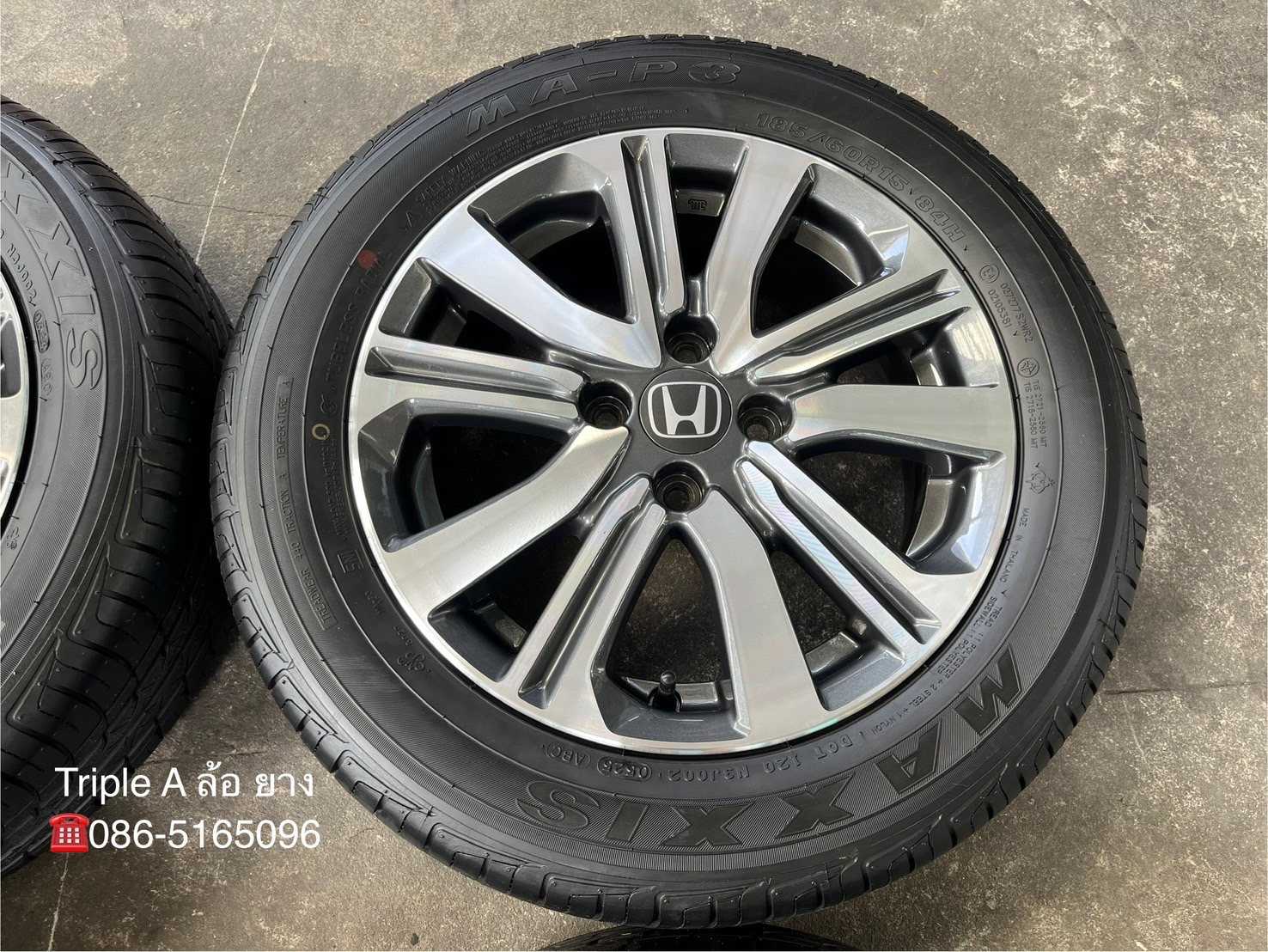 ✨ล้อแม็ก✨Honda City ตัวท็อป ขอบ 15 เทาหน้าเงา พร้อมยางใหม่ป้ายแดง 185-60-15 Maxxis💥ปี 25💥