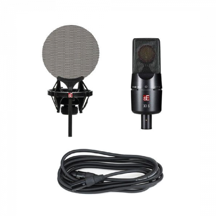 sE Electronics X1 S Vocal Bundle ชุดไมโครโฟนคอนเดนเซอร์พร้อมที่จับไมค์และตัวกรองเสียงพร้อมสาย สำหรับอัดเสียงพูดเสียงร้อง