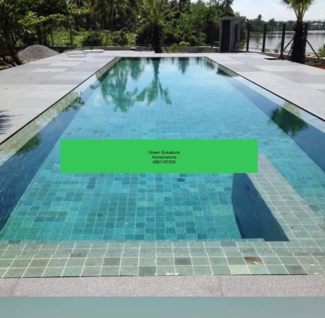 หินปูสระว่ายน้ำ Green Sukabumi Stone for pool