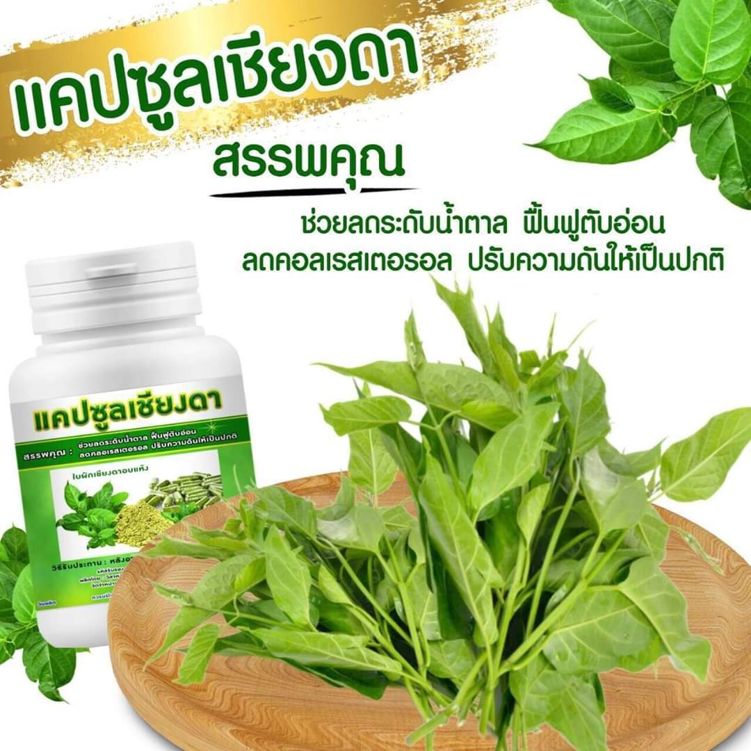 เครื่องดื่ม ชาผักเชียงดา ผักเชียงดา ชนิดผง และ แคปซูล ผสมเตยหอม ตรา รักษ์เฮิร์บ Rak Herb Gymnema mixed Pandanus Beverage powder Organic ออแกนิค